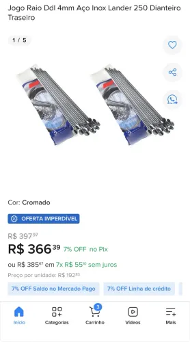 RODAS MÔNACO GS E KIT RAIOS DE INOX 4mm PARA LANDER OU TENERE