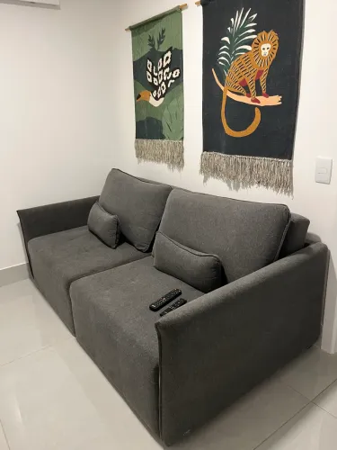 Vendo sofá cama cinza.