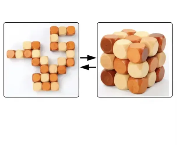Combo com 6 Brinquedos Quebra Cabeça Madeira 3D Raciocínio