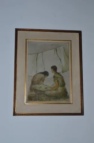 Pintura óleo sobre tela retratando mulheres