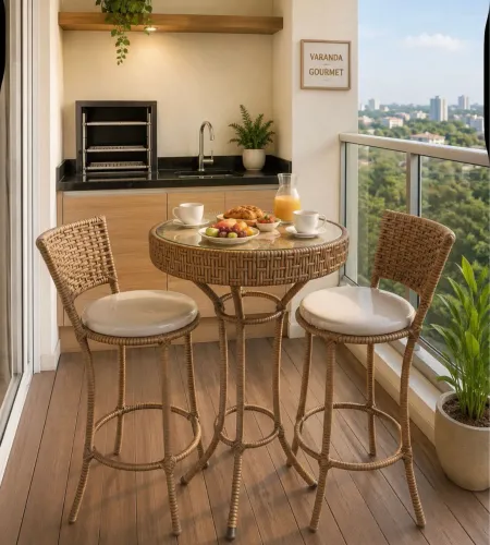 Mesa bistrô com 2 banquetas