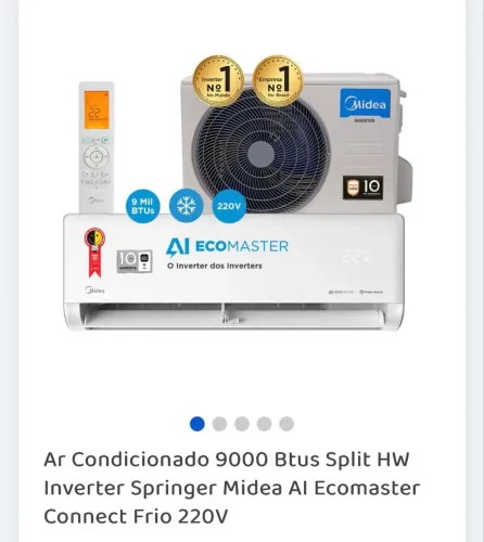Novo e Lacrado Ar Condicionado Split Midea AI EcoMaster 9000 BTU's Inverter