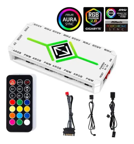 Controladora ARGB com 9 portas, Com Controle das Fans, Magnética, Nova, Lacrada