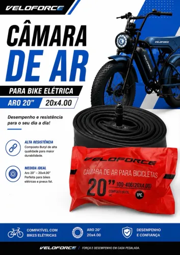 Câmara de ar Veloforce 20x4.00 FAT bike elétrica