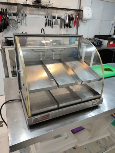 Estufa Vitrine Elétrica Curva Duplo Quente 6 Bandejas Inox Tita