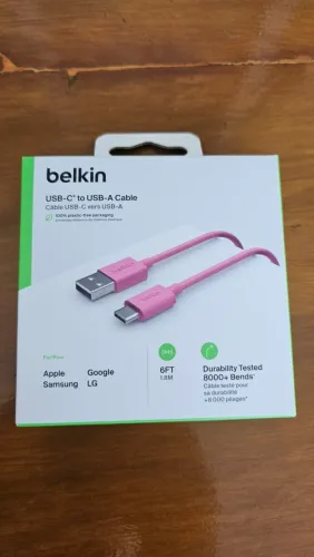 Cabo Rosa Belkin 1,8m USB-C para USB-A lacrado