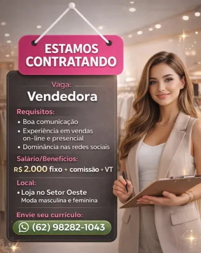 Vaga para vendedora