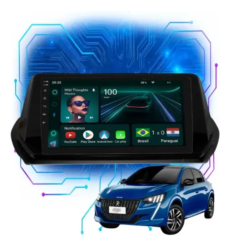 Central Multimídia Peugeot 208 Like/GT Active Allure Style 2021 À 2026 Android 9P Carplay