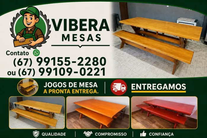 MESA COM BANCOS 