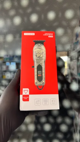 Máquina de cortar cabelo e acabamento sem fio recarregável visor digital
