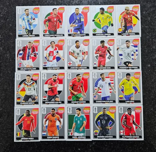 FIGURINHAS EXTRA STICKERS LEGENDS PANINI ORIGINAIS COPA DO MUNDO 2026, CONJUNTO PRATA