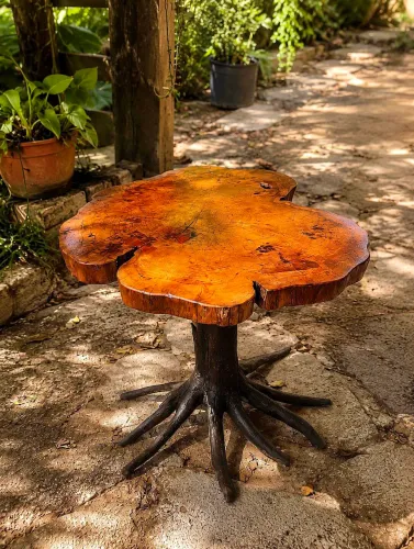Mesa artesanal em jacarandá maciço 