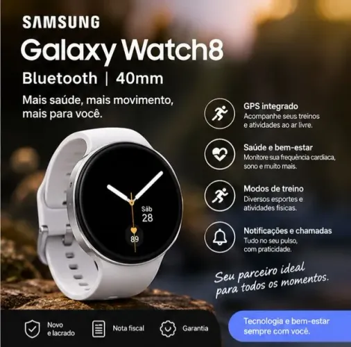 SAMSUNG GALAXY WATCH 8 BT 40MM LACRADO NF E GARANTIA