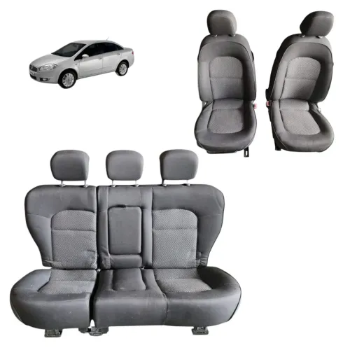 Jogo Banco Tecido Fiat Linea 2009 2010 2011 2012 2013 2014 Preto