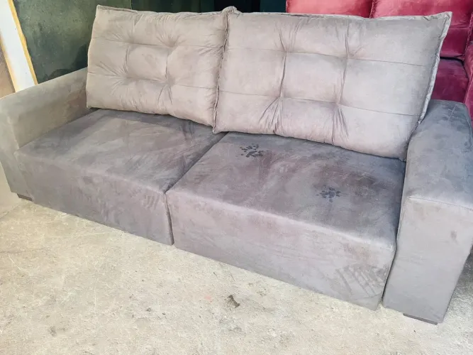 Sofa retrátil e reclinável 2.50 mt novo marrom veludo