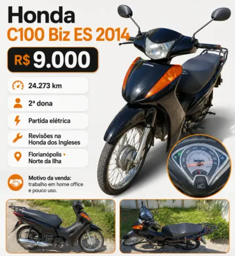 Honda C100 Biz ES 2014 | 24.273 km | R$ 9.000