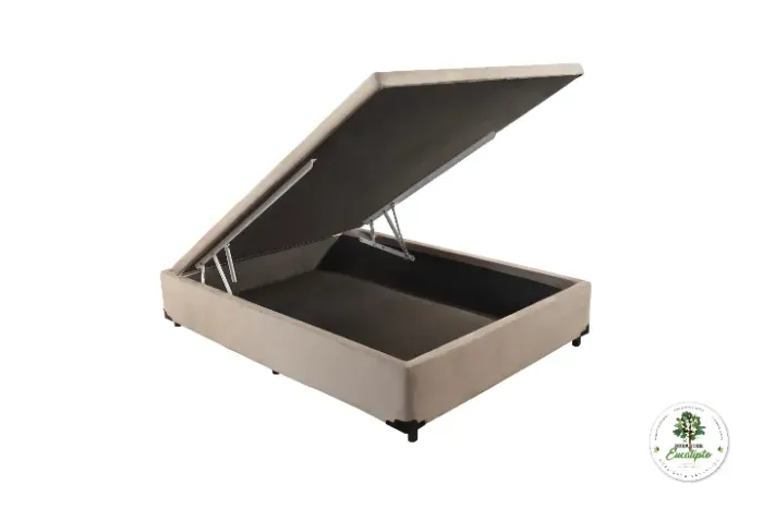 Base Bau Casal 138x188x40 Corino Bege SR Movelaria