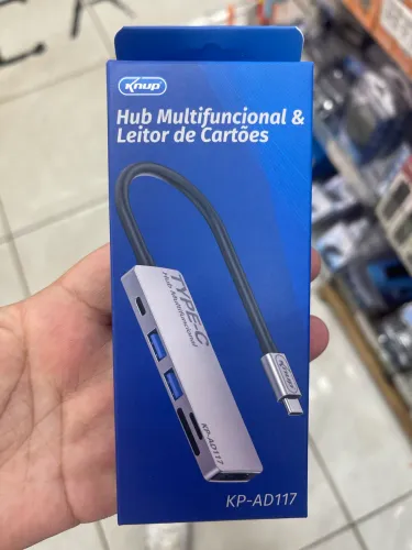 Hub 6 em 1 knup KP com leitor de cartão Tipo C