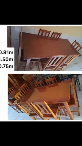 Mesa madeira com 6 cadeiras