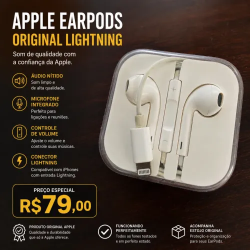 Apple EarPods Original Lightning para iPhone - Funcionando Perfeitamente