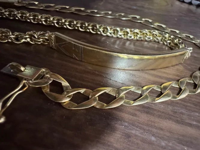 Bracelete Maciço e Pulseira Maciça de ouro 18k procedência garantia eterna