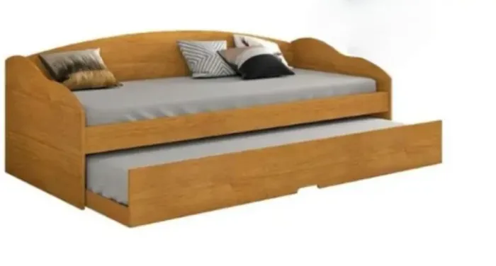 Cama solteiro com auxiliar Madeira Madeira 
