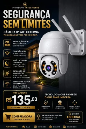 Câmera Speed Dome Inteligente FHD 1080p visão noturna (LEIA À DESCRIÇÃO)