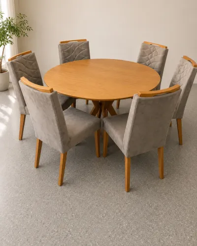 MESA DE JANTAR 130x130 Com 6 CADEIRAS