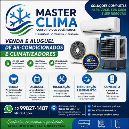 Venda, instalação, manutenção e higienização de ar condicionado, conserto de geladeira