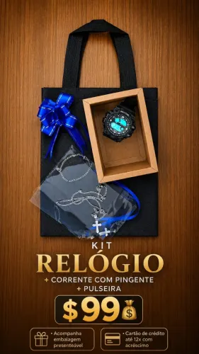 KIT de relógio+corrente com pingente e pulseira