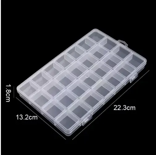 Organizador Caixa De Armazenamento Plástico Transparente 28 grade Tamanho 22x13x1.8cm
