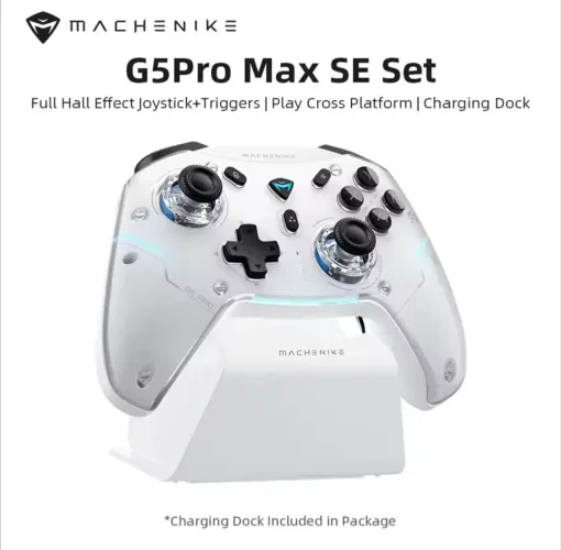 Controle joystick gamer machenike g5pro branco novo