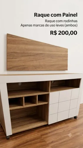 ?Móvel Rack Moderno com Painel e Rodinhas - Ótimo Estado