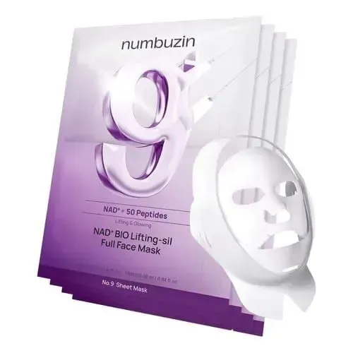 Máscara facial Numbuzin No. 9 NAD+ 50 Peptides BIO Lifting-sil Full Face Mask