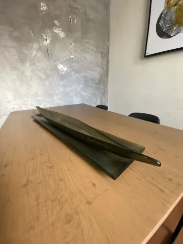 Centro de Mesa Decorativo em Vidro Assinado Regina Medeiros