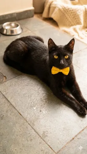 Gatinho preto lindo, brincalhão e caçador
