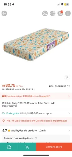 Colchão de berço 
