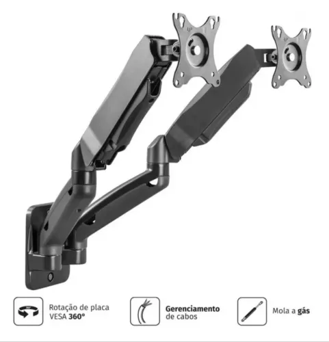 Suporte A Gas Pcyes De Parede Para 2 Monitores 17" at 32" Vesa 100X100 PLMSMO4A