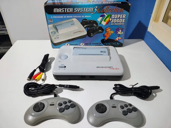 Vídeo Game Master System 3 Collection com 74 jogos na memória na caixa com 2 controles 