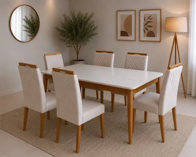 Mesa 160×90 com 6 cadeiras Nova a pronta entrega