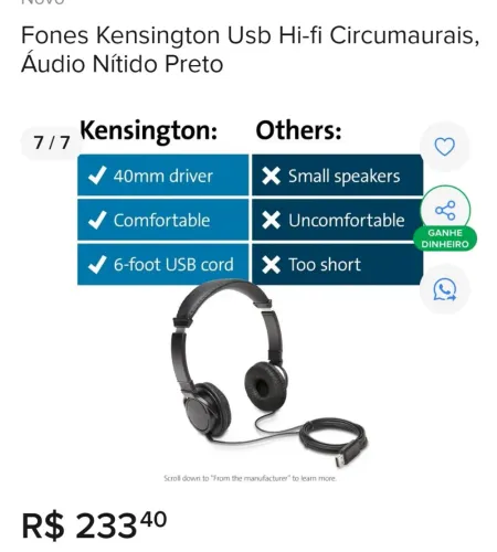 Fonte microfone (redset Kesington) USB 