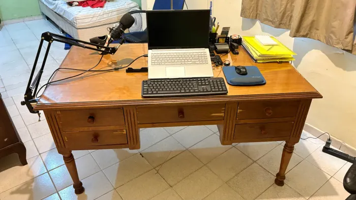 Escrivaninha Retrô Tampo de vidro