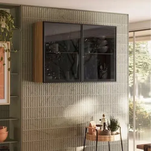 Armário Aéreo 2 Portas Vidro 80x80Cm Entrega Hoje