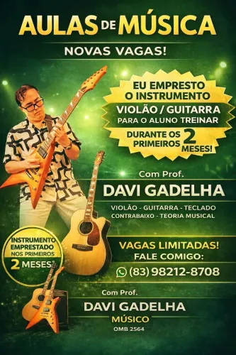 AULAS DE MÚSICA VIOLÃO GUITARRA BAIXO TECLADO