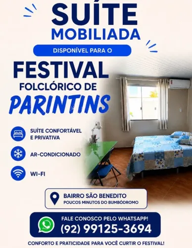 Aluguel de suíte mbiliada para o período do festival folclórico de Parintins 