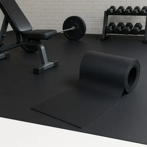 kit com 6mt2 Preto Piso Emborrachado para Academia em Casa 3mm esp x 60cm larg x 10mt comp