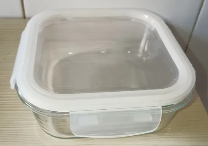 Pote de vidro hermético quadrado
