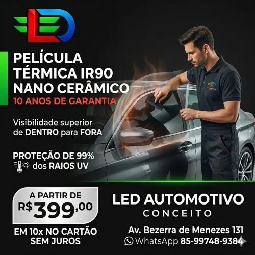 Película Térmica IR90 Nano Cerâmico com 10 Anos de Garantia