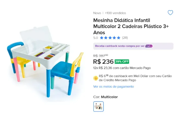 Mesa Infantil Didatica e Refeição - Portatil