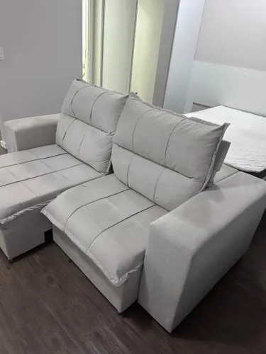 SOFA RETRATIL 2 LUGARES - CINZA BOM ESTADO